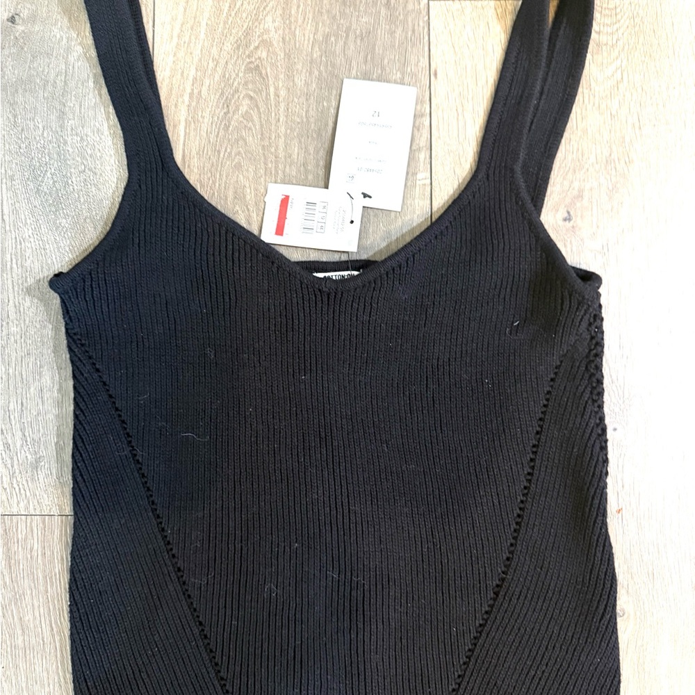 Cotton On Black Crochet Knit Sweater Tank | Ribbed | Sleeveless | NWT